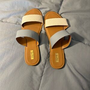 Stylish Women's Sandals in Cream and Light Blue